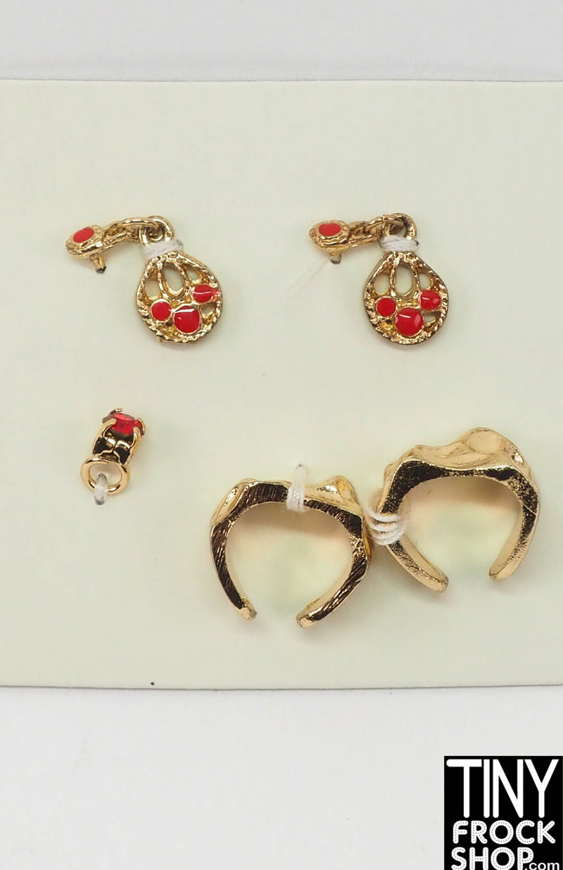 Integrity 2012 Tatyana Nouveau Regime Gold & Red Bracelet, Earrings and Ring Set
