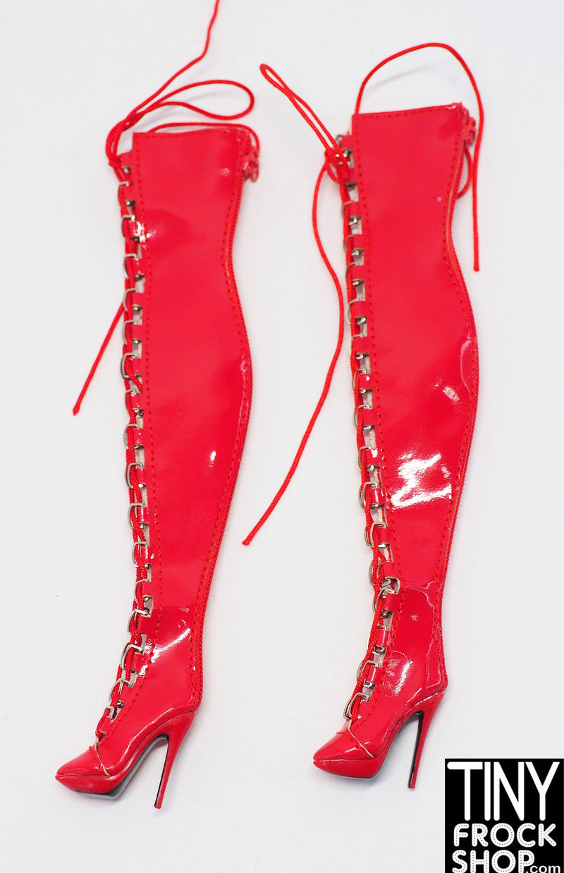Integrity A Fashionable Legacy Violaine Perrin Red Vinyl Lace Front Tall Boots