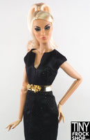 Integrity As Dusk Falls Eugenia Pieced Black Gown with Gold Belt