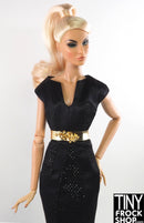 Integrity As Dusk Falls Eugenia Pieced Black Gown with Gold Belt