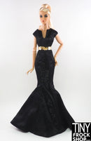 Integrity As Dusk Falls Eugenia Pieced Black Gown with Gold Belt