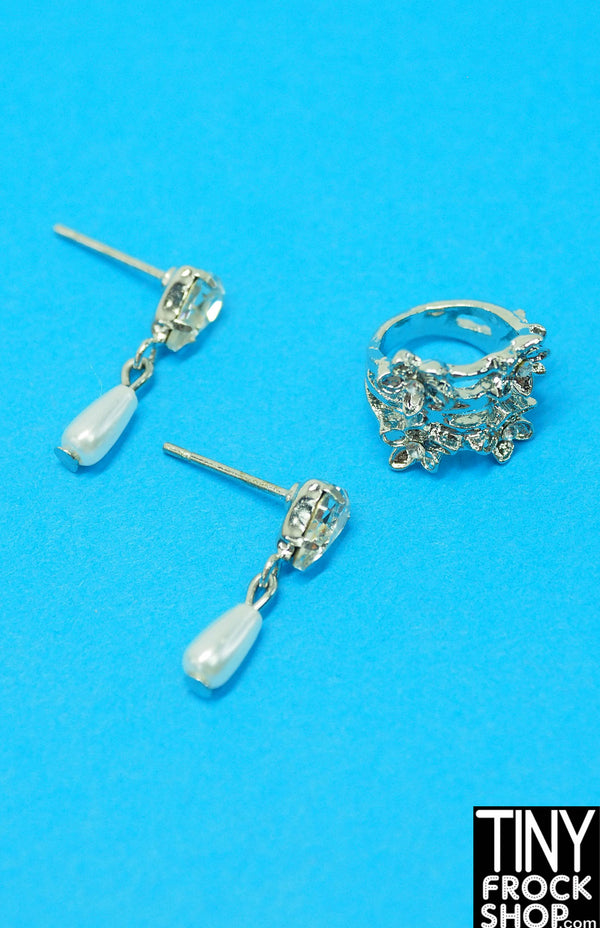 Integrity Belle Mariee Poppy Parker Encrusted Diamond Bracelet & Pearl Earring Set