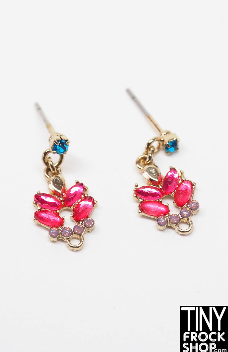 Integrity Blue Pink and Gold Stoned Earrings