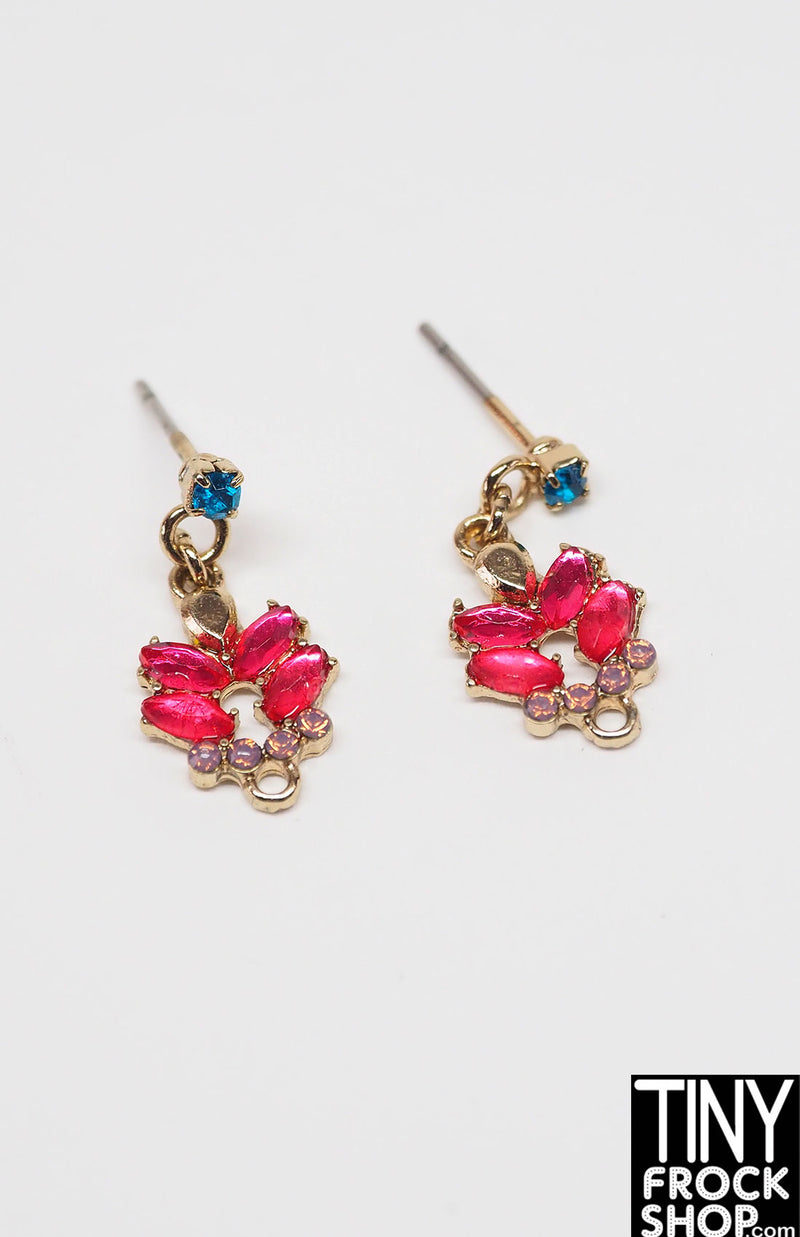 Integrity Blue Pink and Gold Stoned Earrings