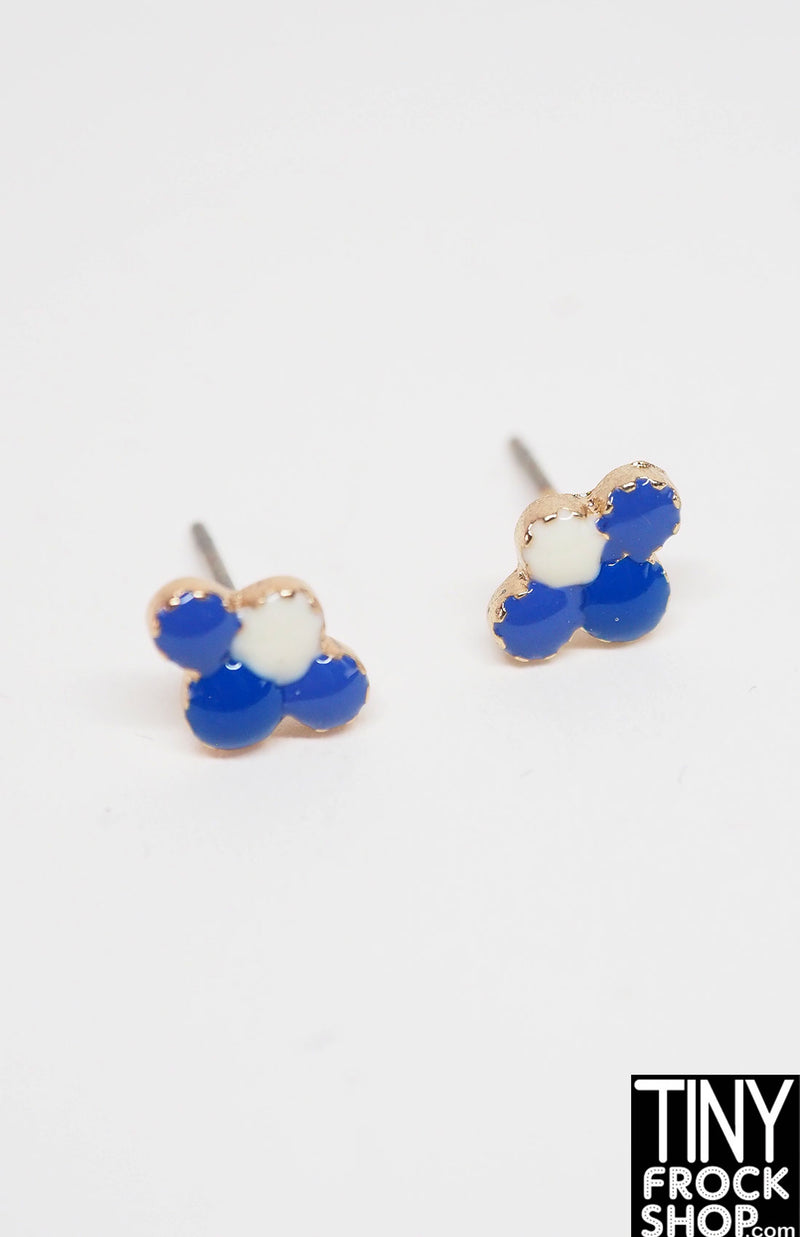 Integrity Blue and White Enamel Stud Earrings