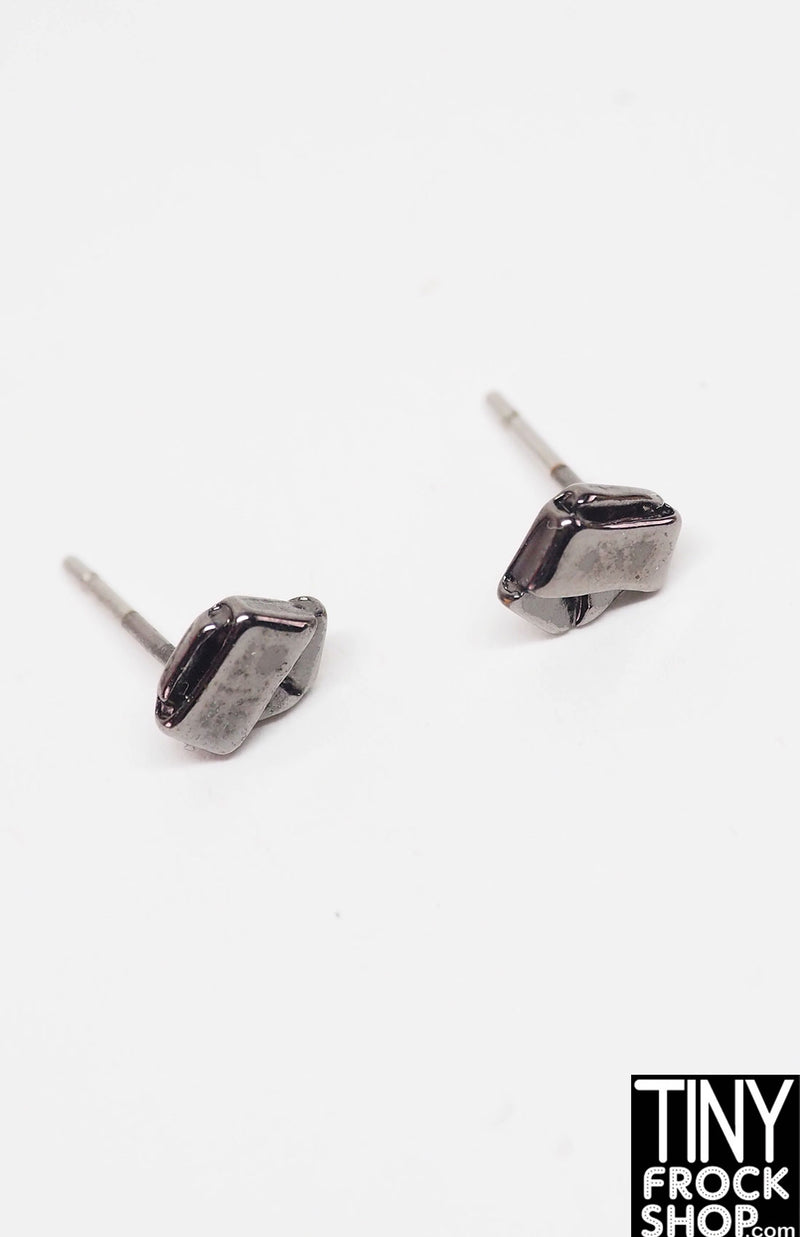 Integrity Dark Silver Origami Stud Earrings