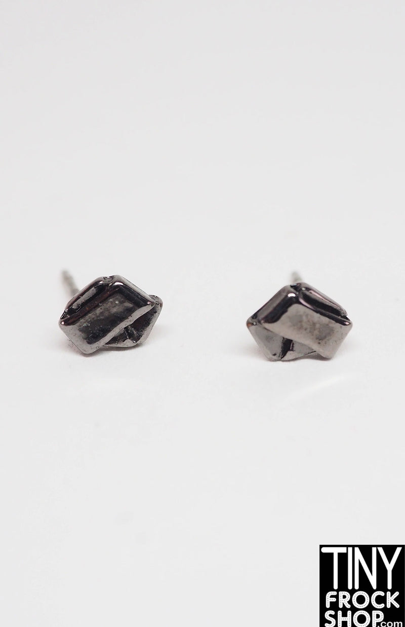 Integrity Dark Silver Origami Stud Earrings