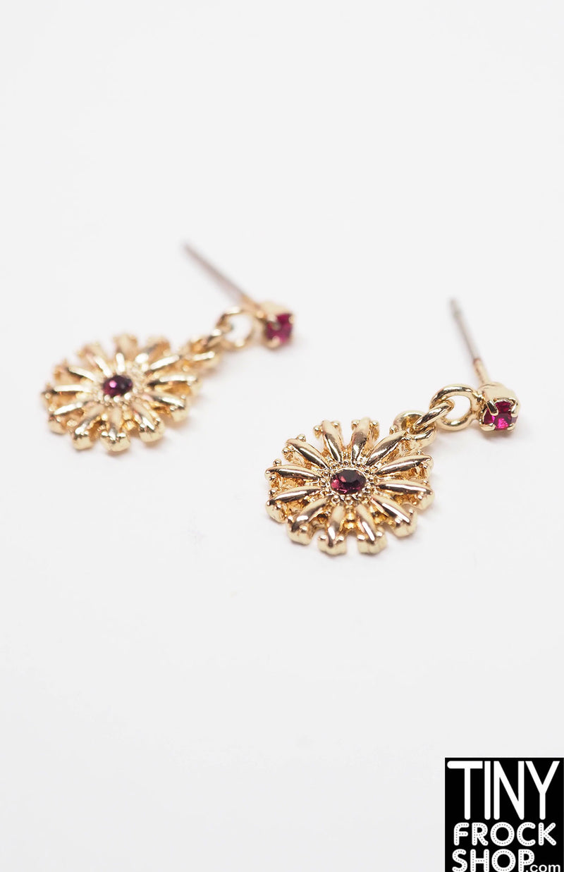 Integrity Gold and Pink Sunburst Dangle Earrings