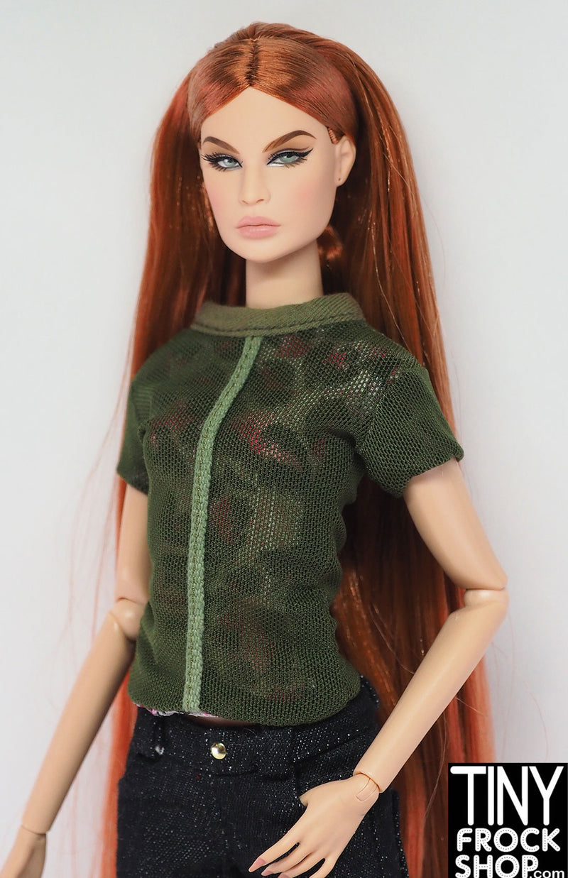 Integrity Green Netty Top with Cheetah Print