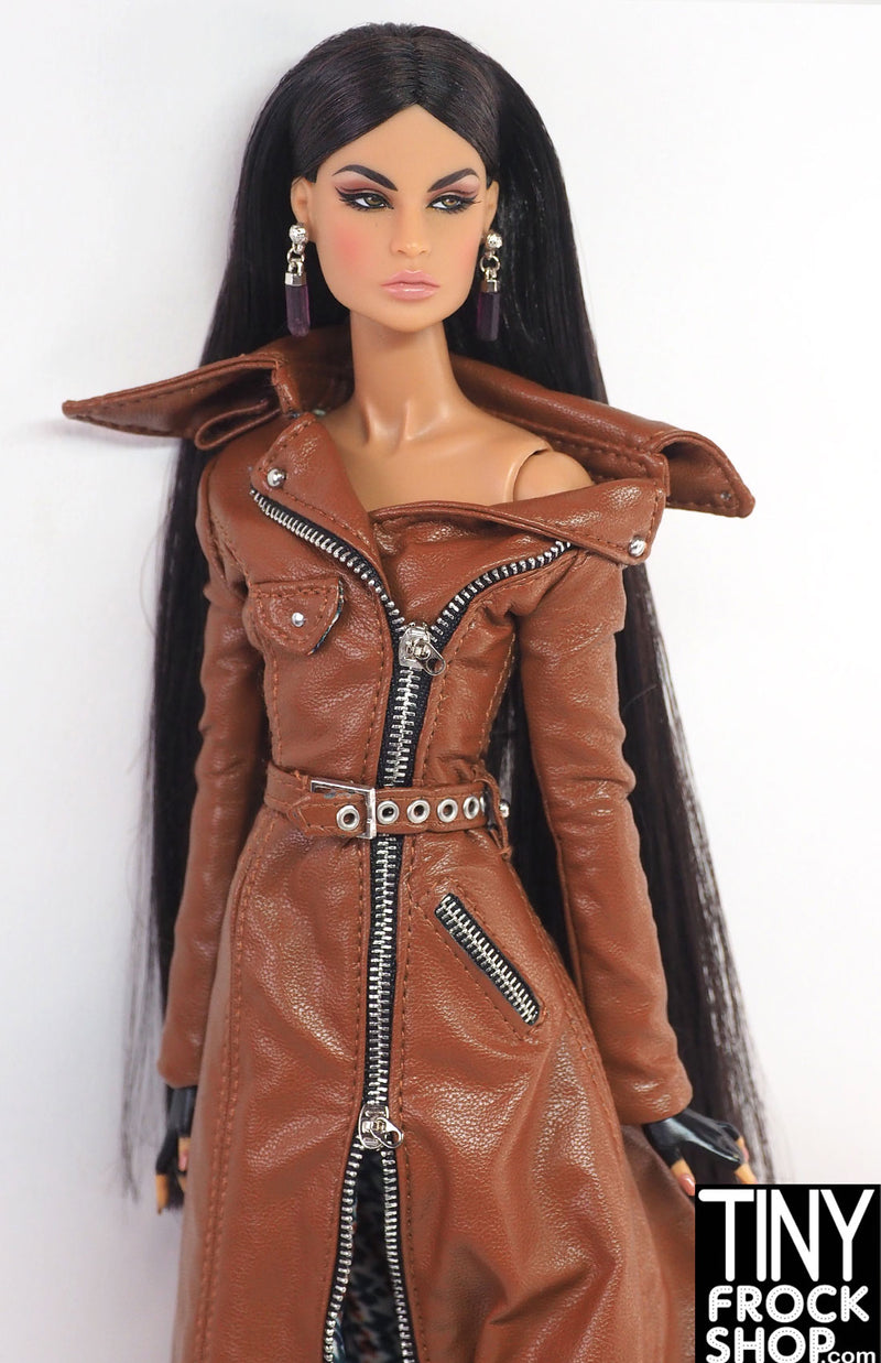 Integrity London Show Nadja Rhymes Brown Biker Coat Dress