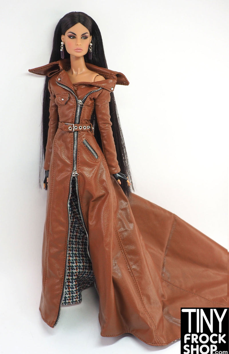 Integrity London Show Nadja Rhymes Brown Biker Coat Dress