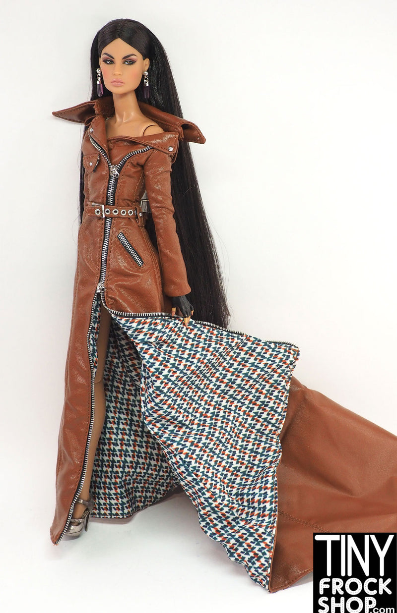 Integrity London Show Nadja Rhymes Brown Biker Coat Dress