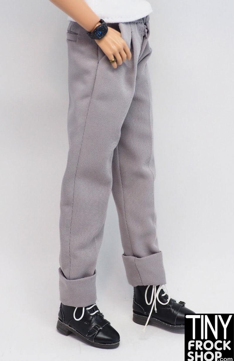 Integrity Monsieur Thiago Valente Grey Cuffed Trouser Pants