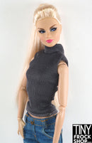 Integrity Nippon Party Queen Amelie Grey Ribbed Turtleneck Sleeveless Top - Tiny Frock Shop