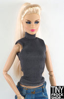 Integrity Nippon Party Queen Amelie Grey Ribbed Turtleneck Sleeveless Top - Tiny Frock Shop