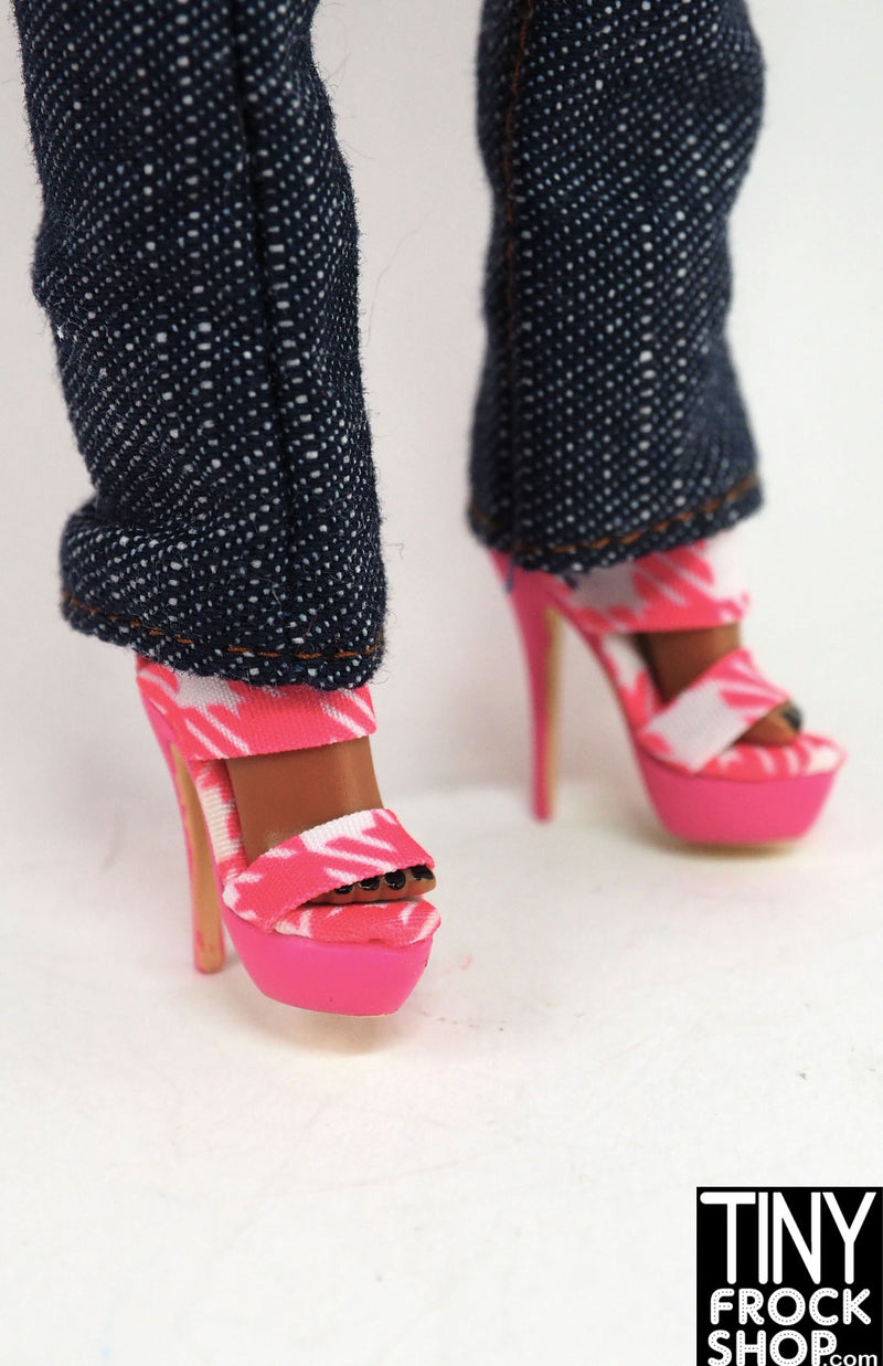 Integrity NuFace Print it Pink Nadja Pink Herringbone Heels