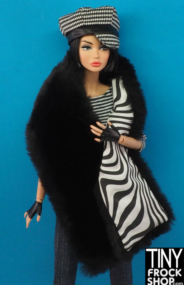 Integrity Op Art Opening Jolie Black Fur and Print Wrap