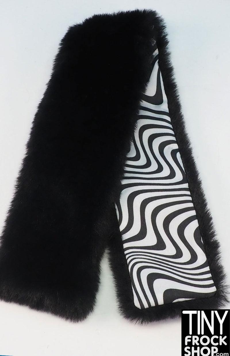 Integrity Op Art Opening Jolie Black Fur and Print Wrap