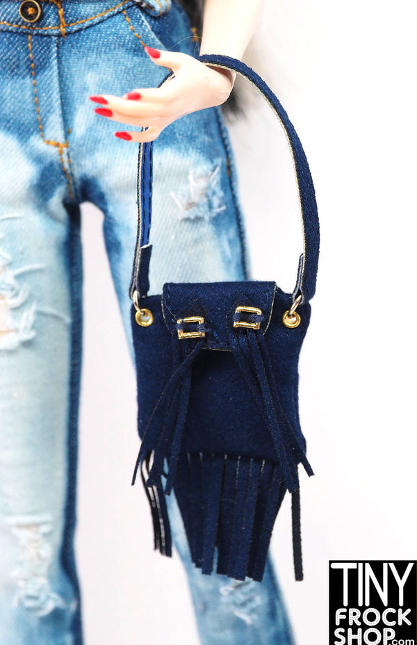 Integrity Poppy Parker Enlightened In India Blue Suede Fringe Bag