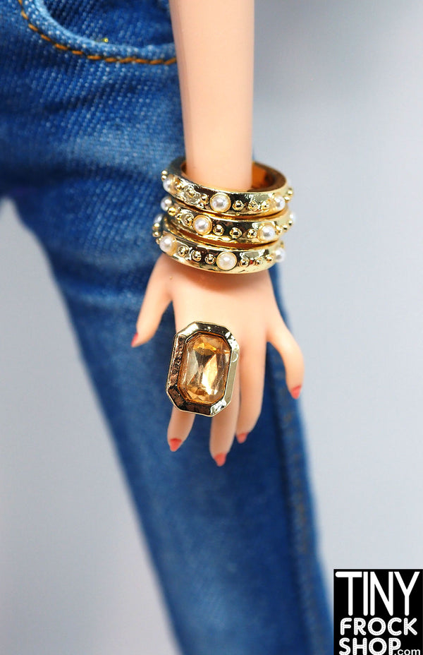 Integrity Poppy Parker Golden Glow Pearl and Gold Bracelet and Ring Set