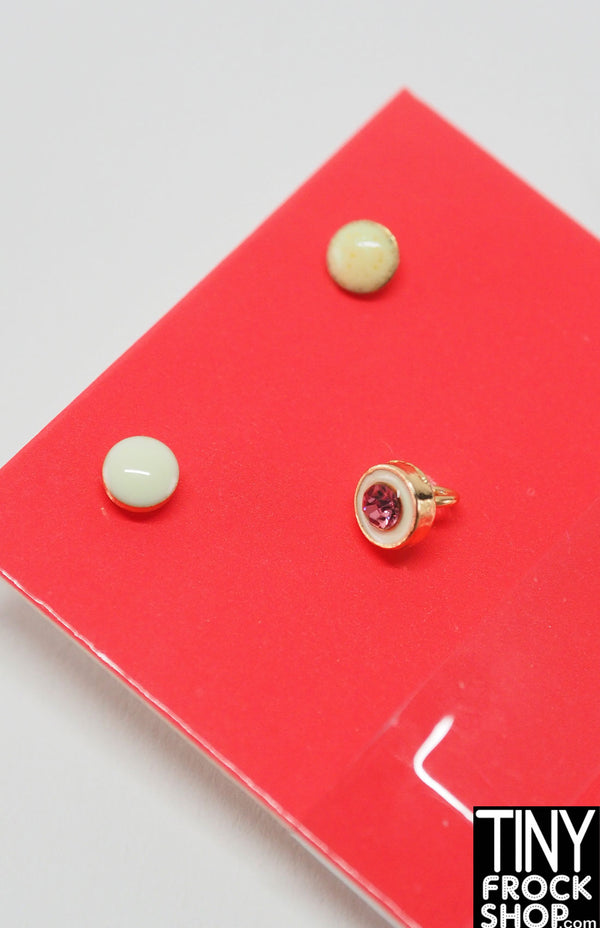 Integrity Pretty Pink Poppy Enamel Cream Earrings and Stone Ring