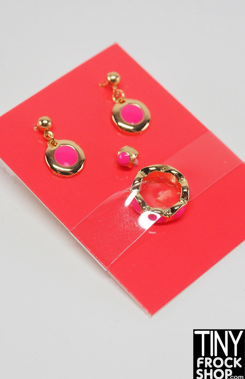 Integrity Pretty Pink Poppy Enamel Pink and Gold Jewelry Set