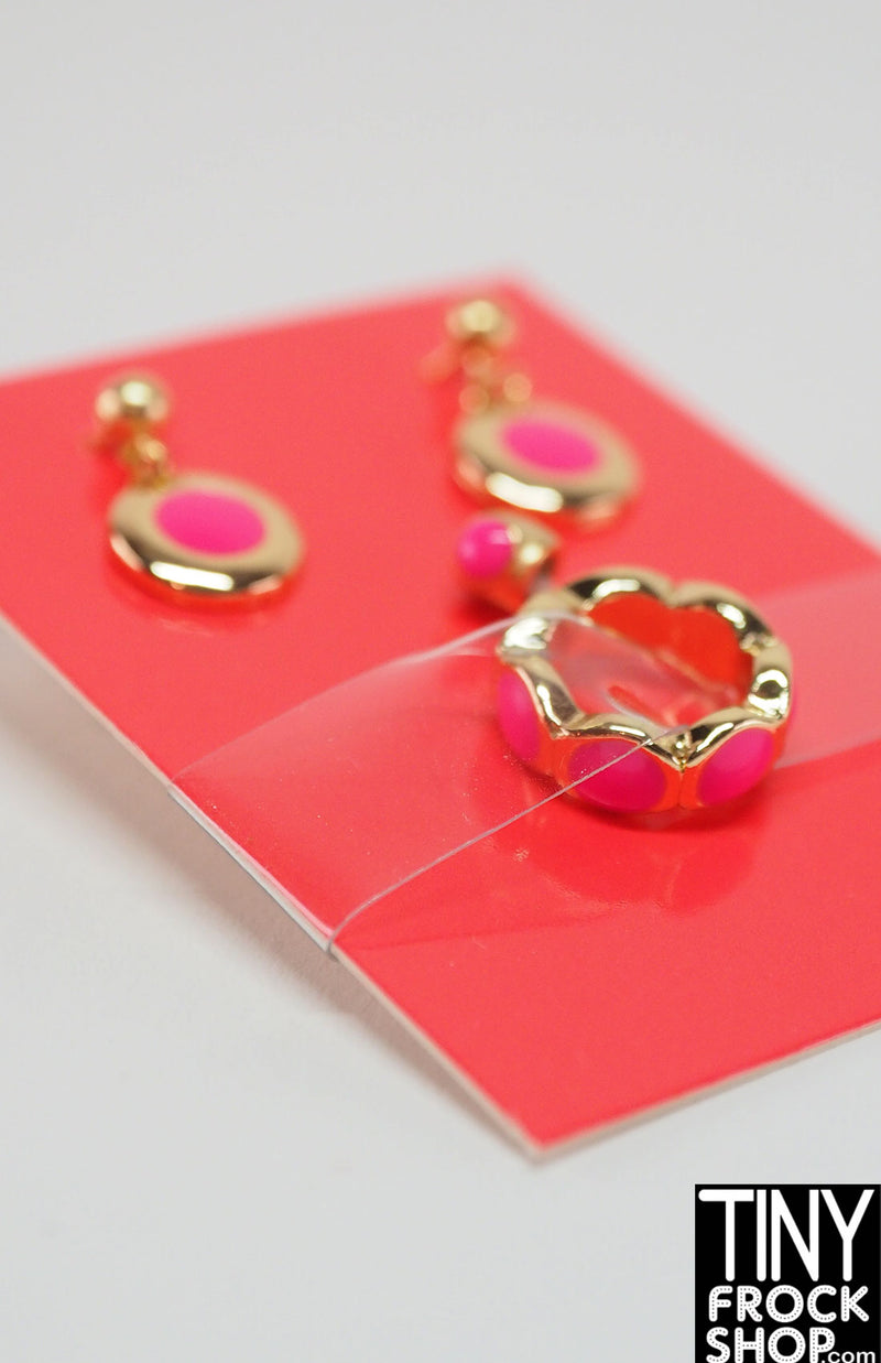 Integrity Pretty Pink Poppy Enamel Pink and Gold Jewelry Set