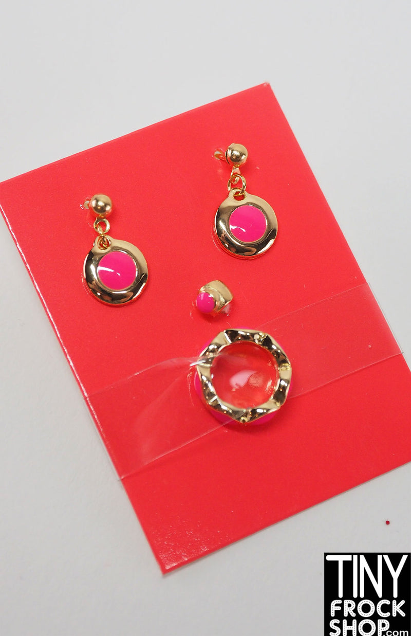 Integrity Pretty Pink Poppy Enamel Pink and Gold Jewelry Set