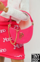 Integrity Pretty Pink Poppy Vinyl Half Moon Bag with Chain