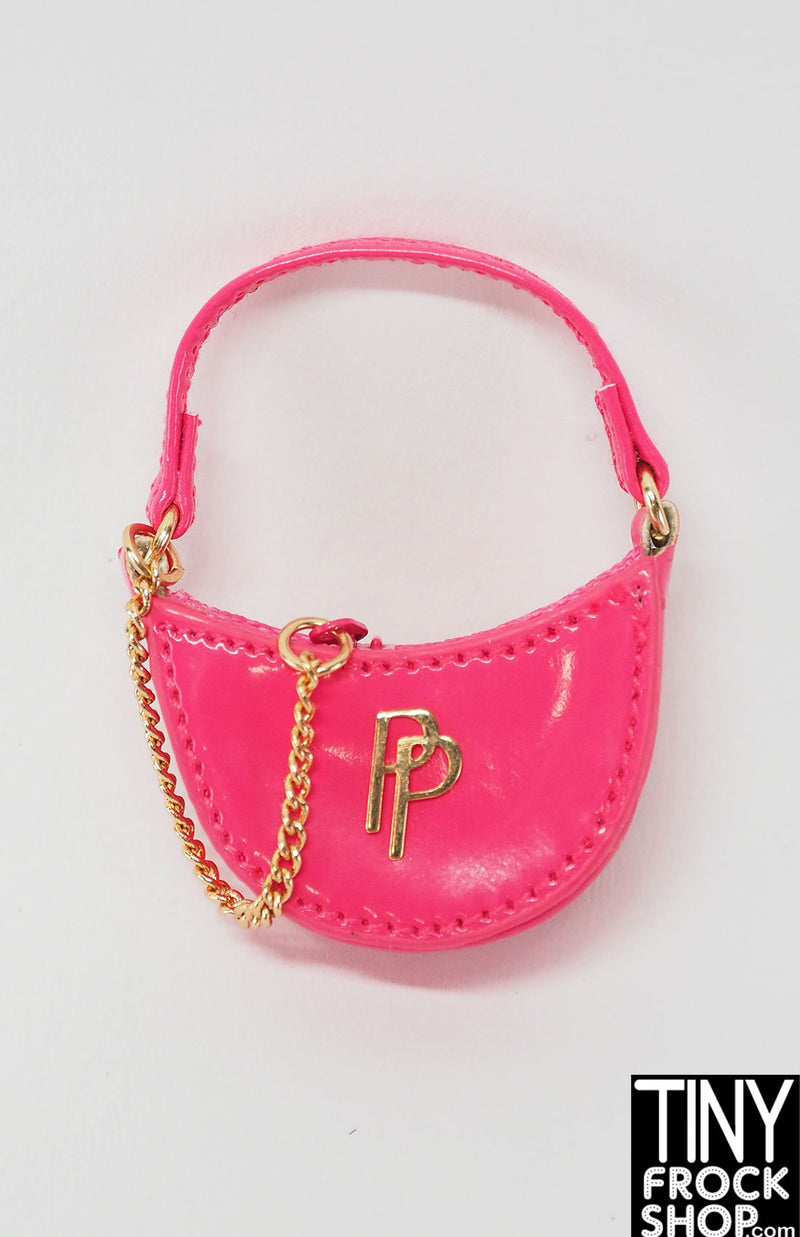 Integrity Pretty Pink Poppy Vinyl Half Moon Bag with Chain