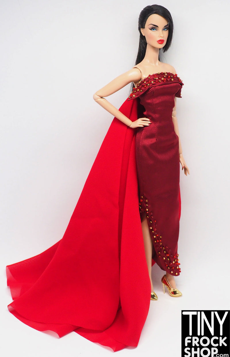 Integrity Red Hot Evelyn Weaverton Red and Burgundy Beaded Evening Gown
