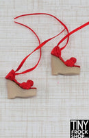 Integrity Ribbon Wrap Knot Front Vintage Wedge Heels Red