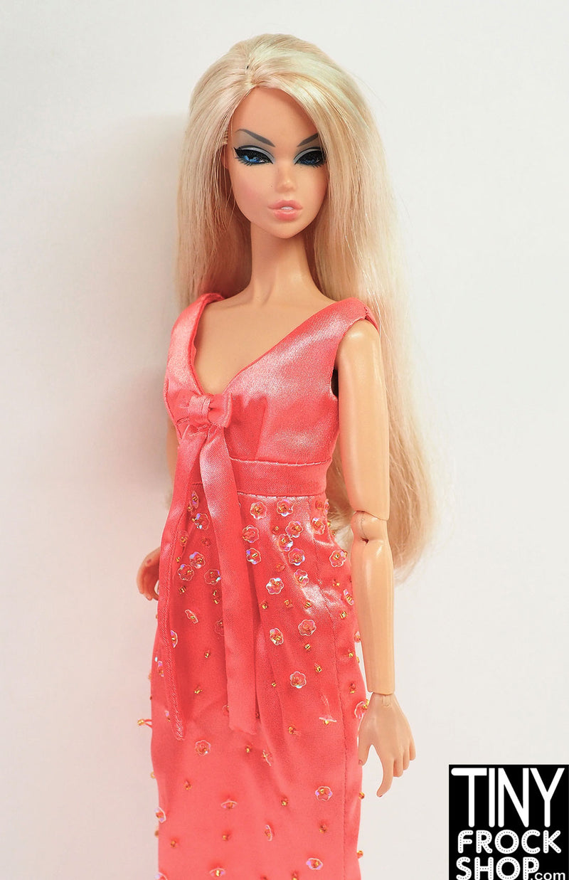 Integrity Sparkling Sunset Poppy Parker Coral Beaded Maxi Dress Integrity Sparkling Sunset Poppy Parker Coral Beaded Maxi Dress