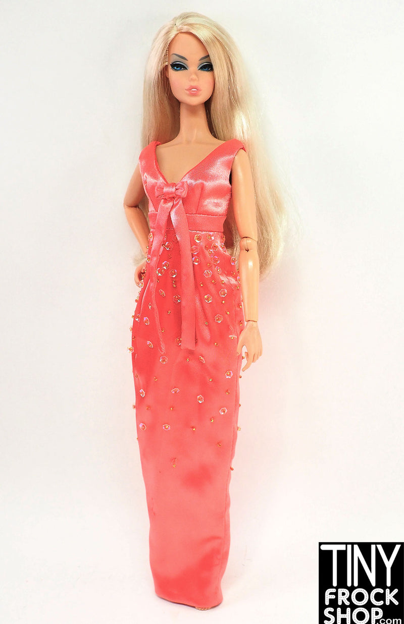 coral beaded maxi dress Primavera Couture 4553 Evening Long Formal Beaded Prom Dress