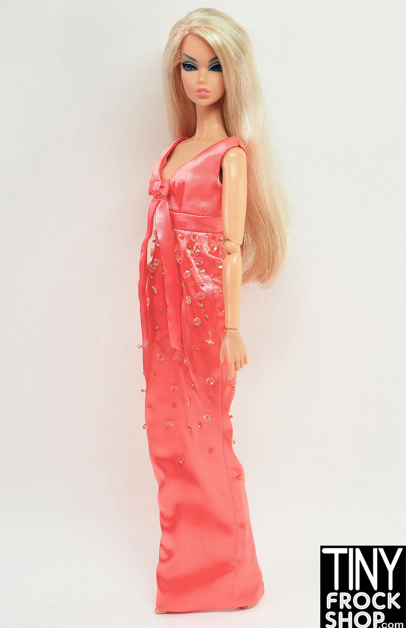 Integrity Sparkling Sunset Poppy Parker Coral Beaded Maxi Dress