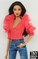 Integrity Summer Rose Eugenia Perrin Coral Flounce Blouse