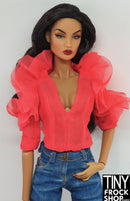 Integrity Summer Rose Eugenia Perrin Coral Flounce Blouse