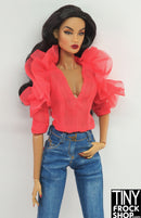 Integrity Summer Rose Eugenia Perrin Coral Flounce Blouse