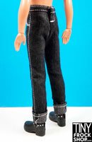 12" Male Fashion Doll Black Cuffed Jeans - Tiny Frock Shop