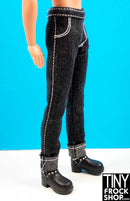 12" Male Fashion Doll Black Cuffed Jeans - Tiny Frock Shop