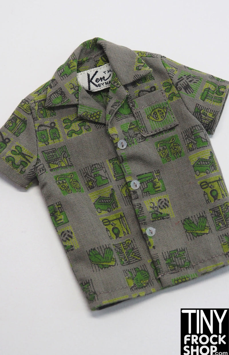 Ken® Vintage Dreamboat 785 Green Grey Print Shirt