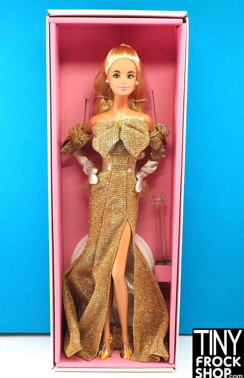 Tiny Frock Shop National Barbie Doll Con ICON Glimmer In Gold Blond Dressed  Doll NRFB