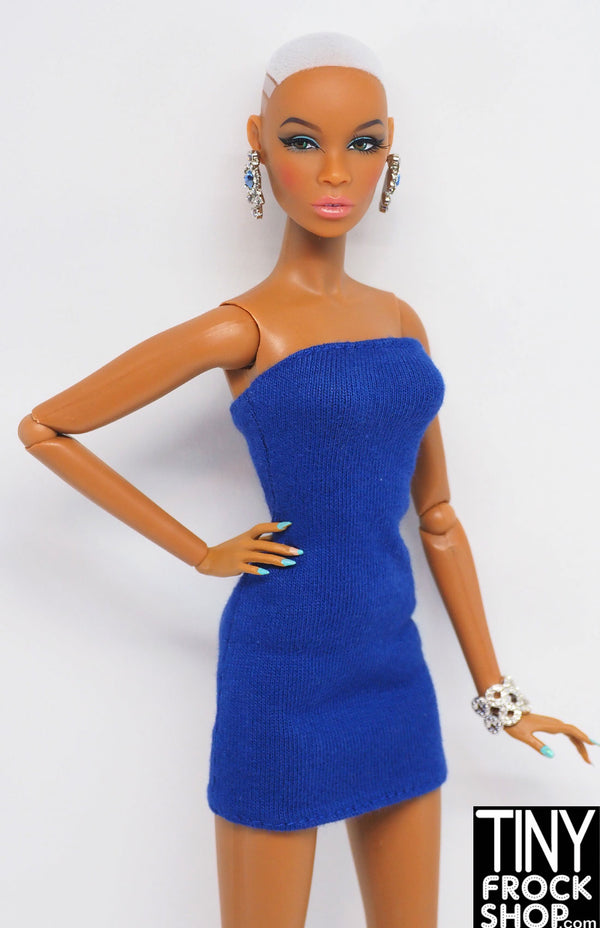 12" Fashion Doll Blue Knit Strapless Dress