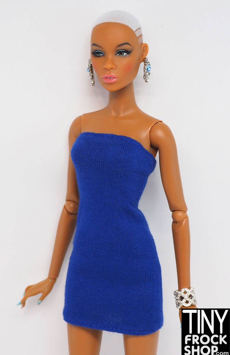 12" Fashion Doll Blue Knit Strapless Dress