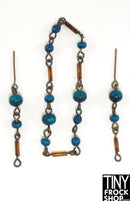 12" Fashion Doll Blue Wood Bead Necklace with Earrings by Pam Maness