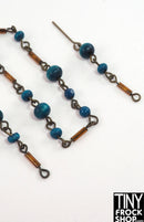 12" Fashion Doll Blue Wood Bead Necklace with Earrings by Pam Maness