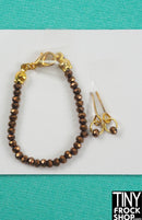 12" Fashion Doll Bronze Bead Necklace and Earring Set by Pam Maness