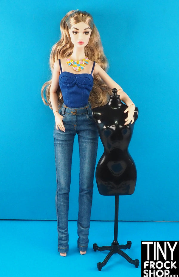 12" Fashion Doll Black Plastic Mannequin 8.5 Inches Tall