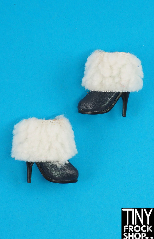 12" Fashion Doll Black Shirling Short Heel Boots