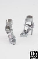 12" Fashion Doll Silver Glitter Cuff Heels